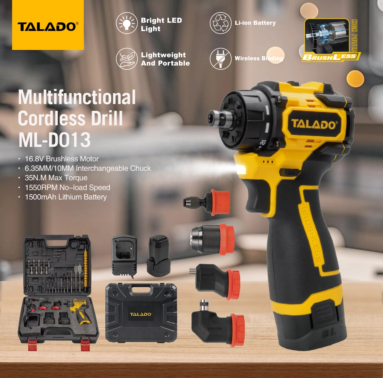 16.8V Multifunctional Cordless Drill