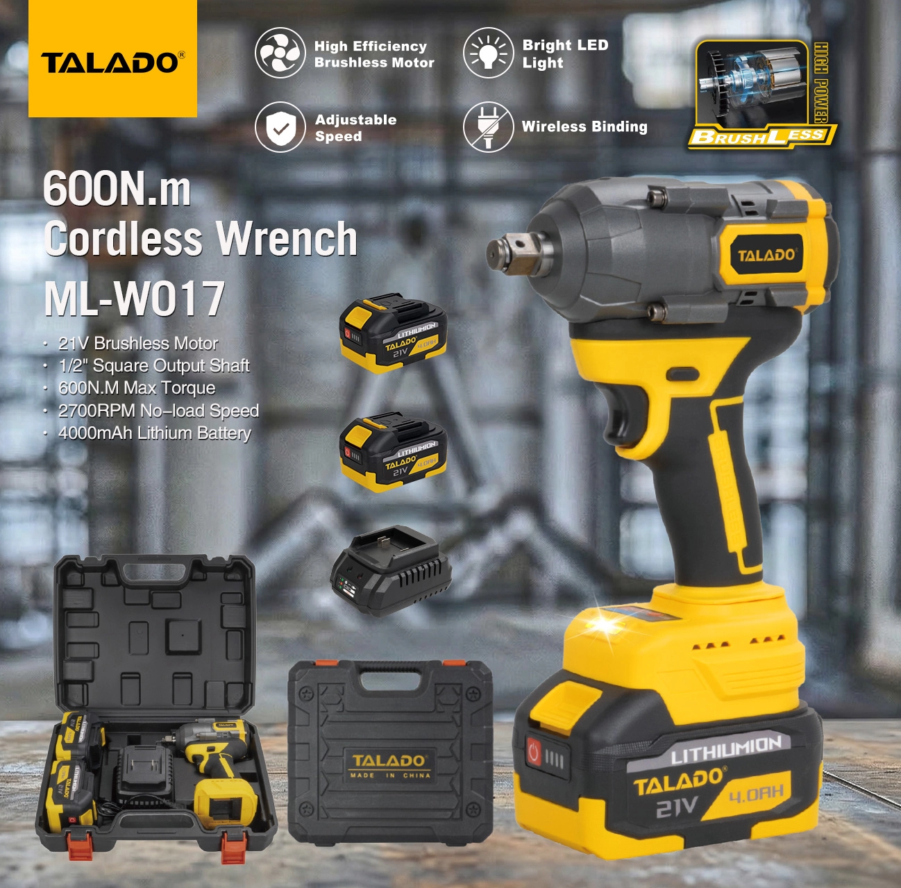 21V Cordless Wrench 600N