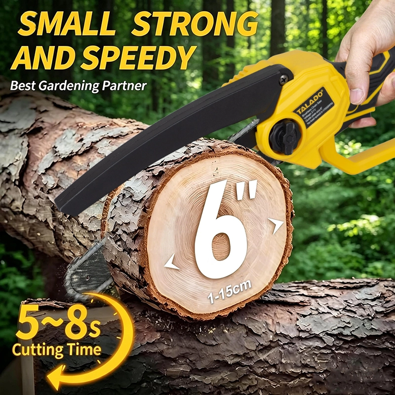 21V Brushless Cordless Mini Chainsaw 4/6 Inch Portable Rechargeable Handheld Electric Pruning Chain Saw for Garden Tree Trimming