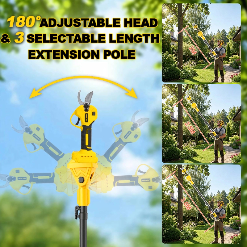 21V Lithium Cordless Garden Power Tool Kit Pruning Shear Chainsaw Leaf Blower With Extension Pole For Backyard Orchard Tree Trimming And Yard Cleaning Work