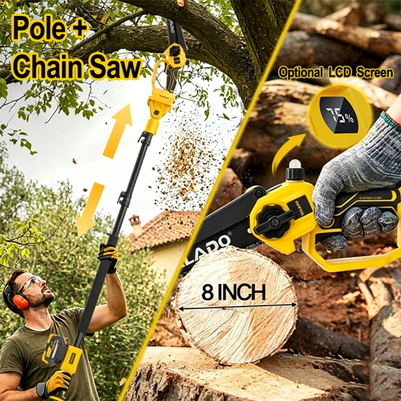 21V Lithium Cordless Garden Power Tool Kit Pruning Shear Chainsaw Leaf Blower With Extension Pole For Backyard Orchard Tree Trimming And Yard Cleaning Work