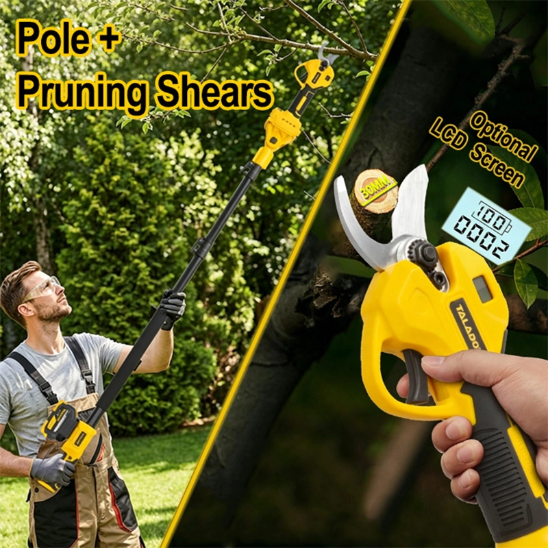 21V Lithium Cordless Garden Power Tool Kit Pruning Shear Chainsaw Leaf Blower With Extension Pole For Backyard Orchard Tree Trimming And Yard Cleaning Work