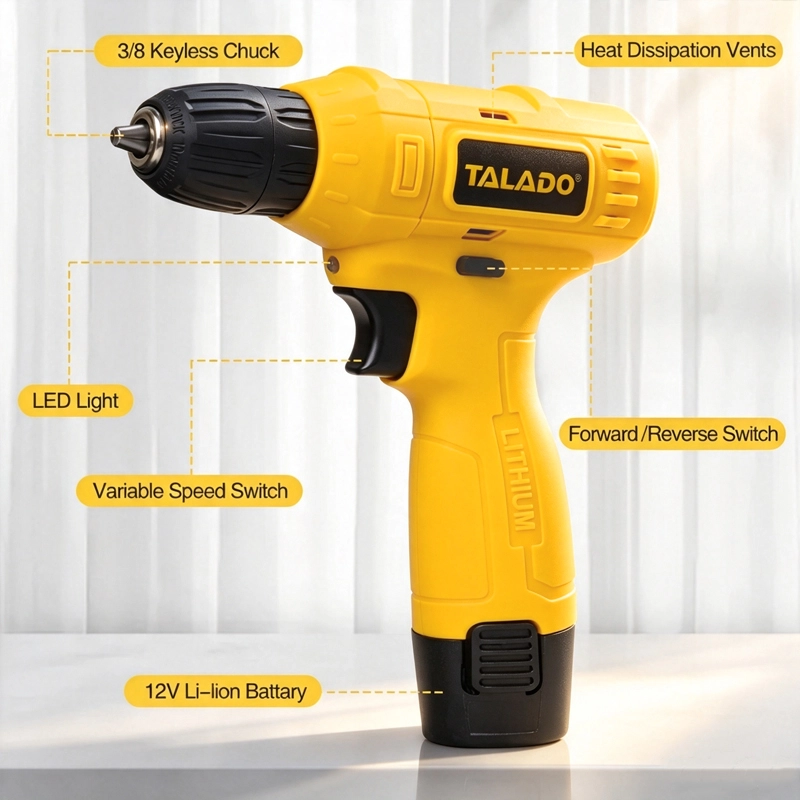 12V Lightweight Rechargeable Cordless Drill Compact Handheld Power Drill For Home Daily Repair Factory Direct Supply