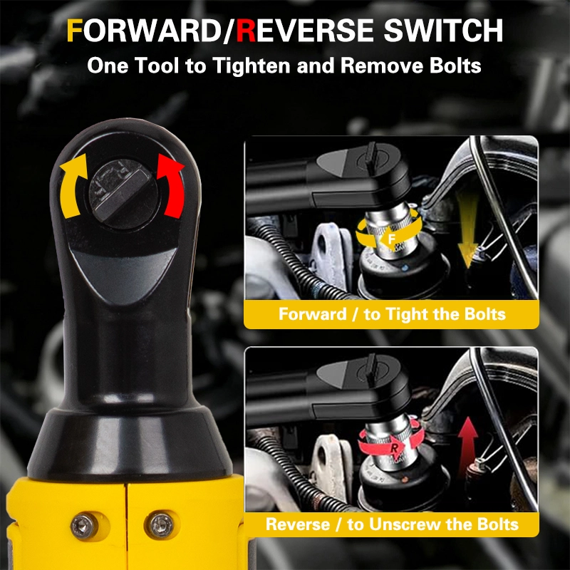 12V Cordless Ratchet Wrench 3/8" Square Drive 30N.M Portable Electric Ratchet Wrench for Auto Repair & Tightening Work