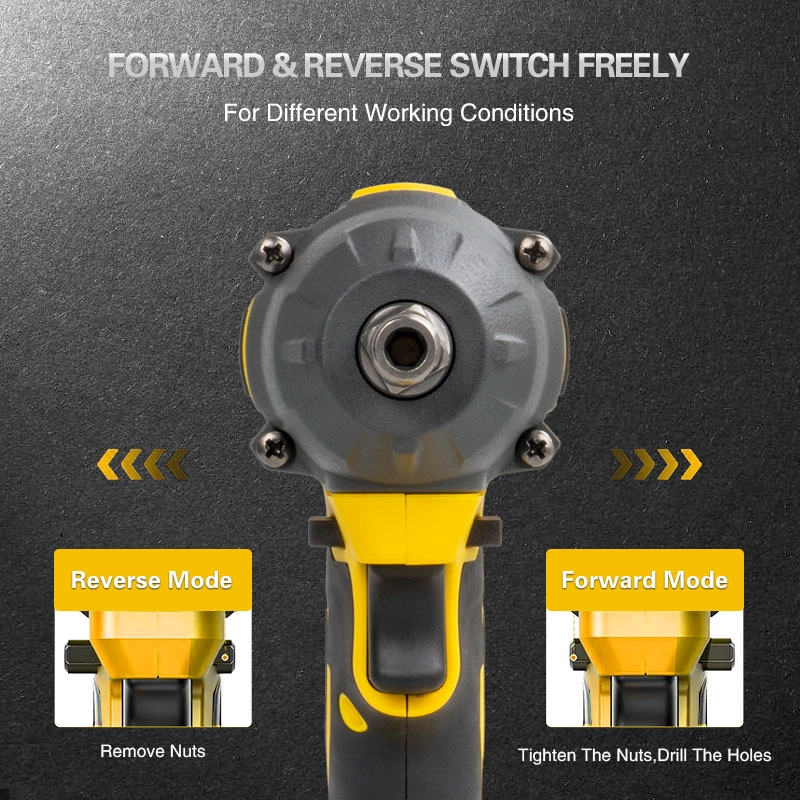 21V Brushless Cordless Impact Wrench 350N.M 1/2" Square Drive Portable Lithium Battery Power Wrench for Auto Repair & Construction