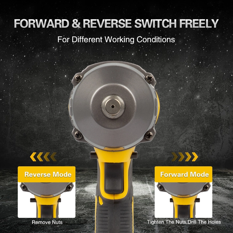21V Brushless Cordless Impact Wrench, 800N.m Max Torque 1/2" Square Drive Lithium-ion Power Wrench for Auto Repair & Construction