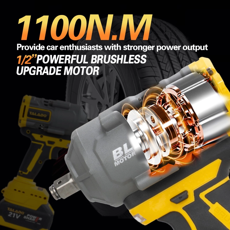 21V Brushless Impact Wrench 1100N.M High Torque 1/2 Inch Cordless Wrench For Tire & Machinery Repair
