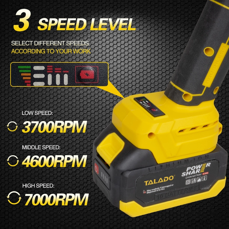 21V Brushless Cordless Angle Grinder 3 Speed 100/125MM Cutting Disc For Metal Cutting & Grinding Work