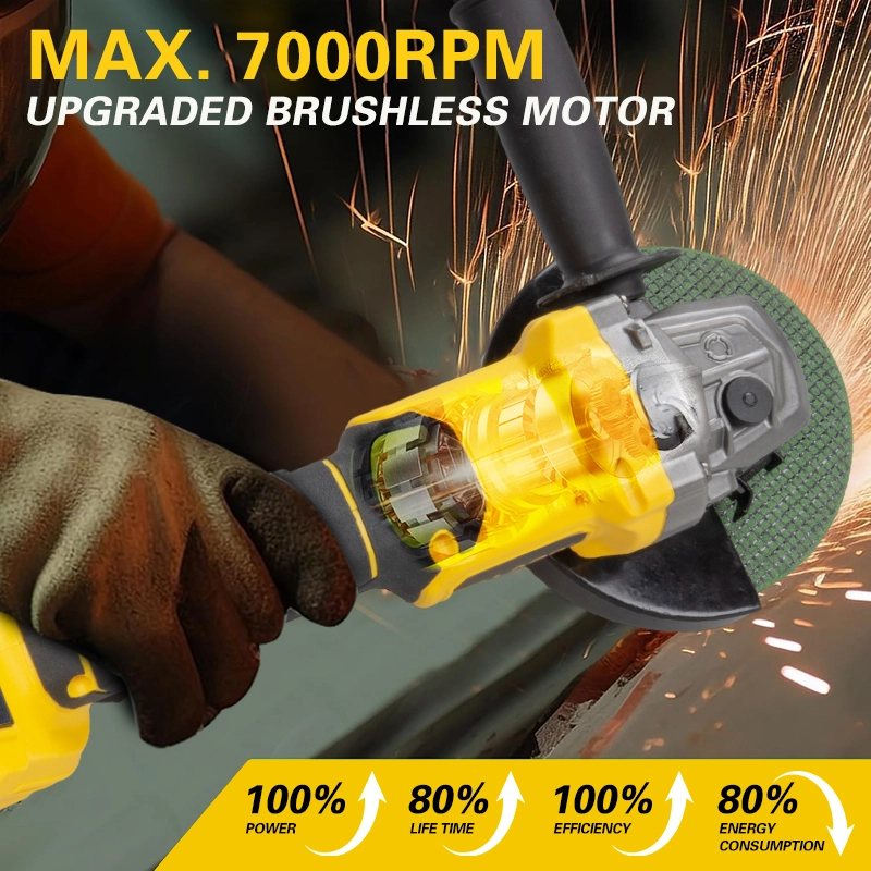 21V Brushless Cordless Angle Grinder 3 Speed 100/125MM Cutting Disc For Metal Cutting & Grinding Work
