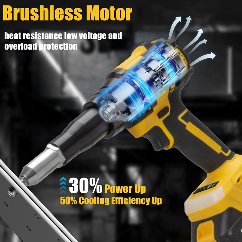 21V Brushless Cordless Rivet Gun ML-R005, Portable Electric Riveter Tool for 2.4-5.0mm Blind Rivets for Metal Working & Industrial Assembly