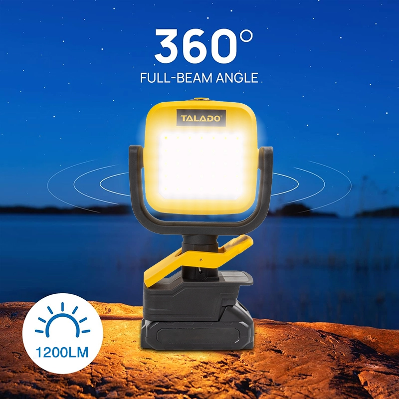 21V Cordless LED Camping Light 1200LM Portable Outdoor Flood Light 6500K Compatible With 21V Lithium Battery, Emergency Work Lamp