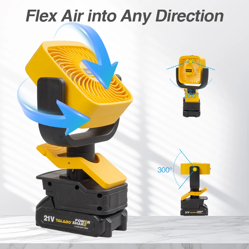 21V Cordless Camping Fan, Portable Battery Powered Outdoor Work Fan Compatible With 21V Lithium Battery for Camping, Job Site, Tent