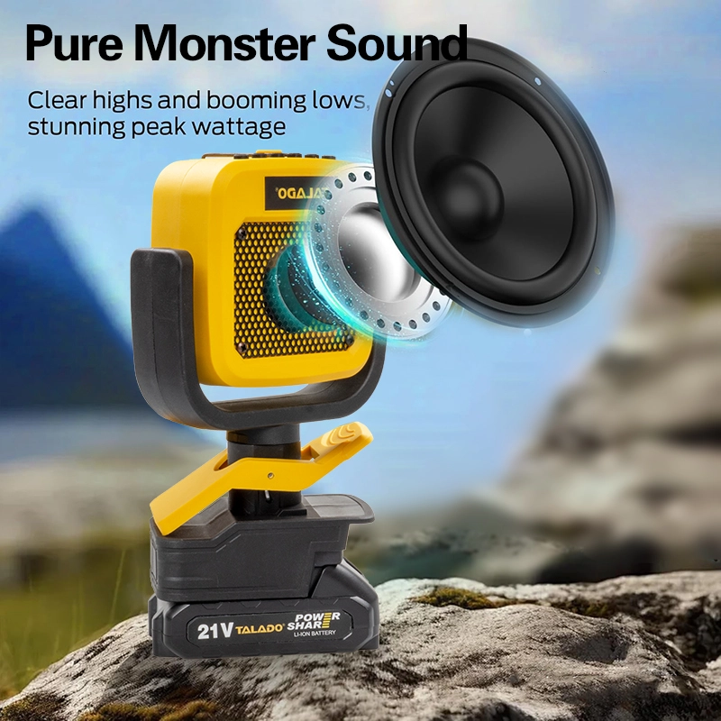 21V Cordless Camping Bluetooth Speaker ML-D017, Portable Wireless Speaker Compatible With 21V Lithium Battery for Outdoor Camping & Fishing